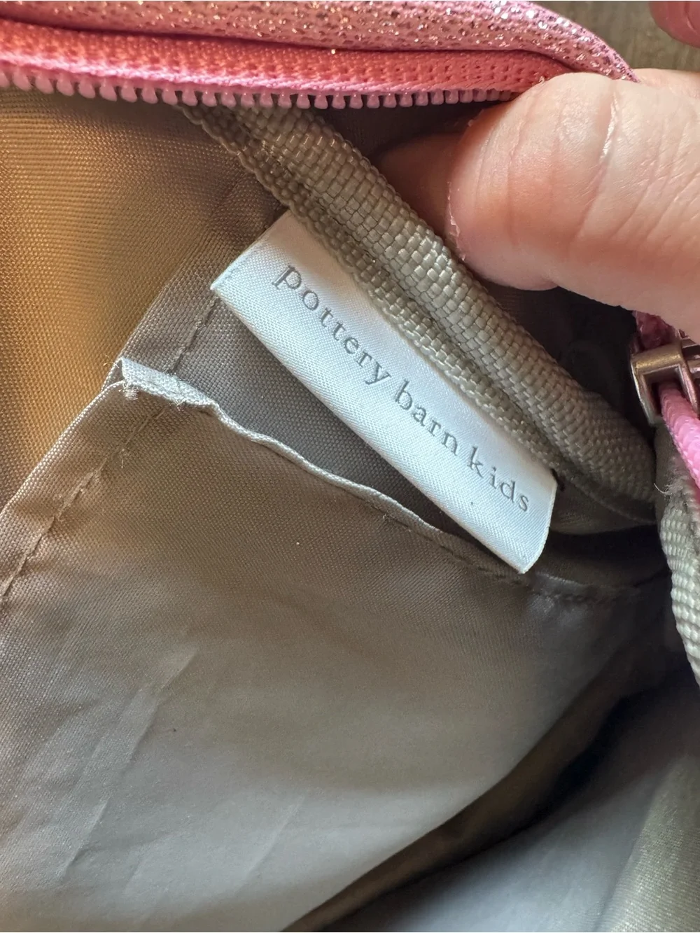 Small sized Pottery Barn Kids pink sparkly backpack